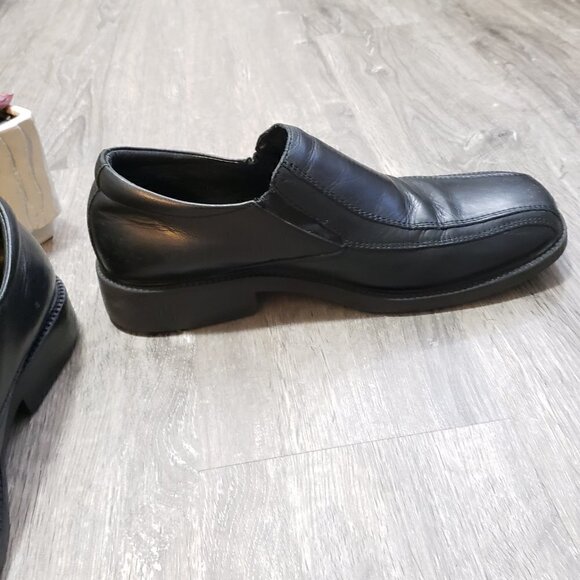 E Collection * Men's Black Leather Slip On Shoes 8 - Picture 5 of 10